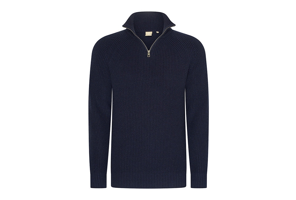 8720955007719 - modischer Pullover mit offenem Kragen und Reißverschluss - Herren - Größe L - Navy 8720955007719 - modischer Pullover mit offenem Kragen und Reißverschluss - Herren - Größe L - Navy