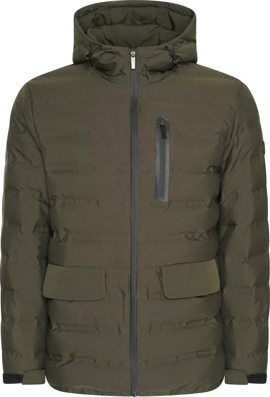 8720955007863 - Padded Woven Jacket - Jacke Männer - Winterjacke Männer - Wasserabweisend - Winddicht - Grün - L