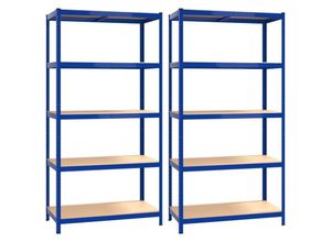 8720961007024 - Maison Exclusive - Regale mit 5 Böden 2 Stk Blau Stahl & Holzwerkstoff - Blau