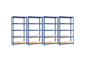 8720961329942 - Maison Exclusive - Regale mit 5 Böden 4 Stk Blau Stahl & Holzwerkstoff - Blau