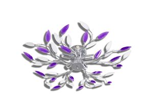 8720961539846 - Maison Exclusive - Deckenlampe Lila und weiße Blätterranken mit Acryl-Blättern 5x - Mehrfarbig