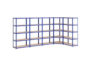 8720961681811 - Regale mit 5 Böden 5 Stk Blau Stahl & Holzwerkstoff - Blau - Maison Exclusive