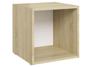 8720961892187 - Maison Exclusive - TV-Schrank Weiß und Sonoma-Eiche 37x35x37 cm Holzwerkstoff - Weiß