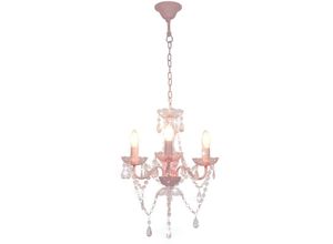 8720961905030 - Kronleuchter mit Perlen Rosa Rund 3×E14 - Rosa - Maison Exclusive