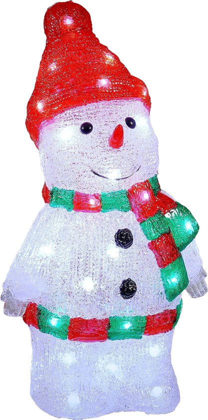 8720967821167 - Luca Lighting Weihnachtsbeleuchtung Schneemann für draußen - L20 x B15 x H35 cm - Mehrfarbig