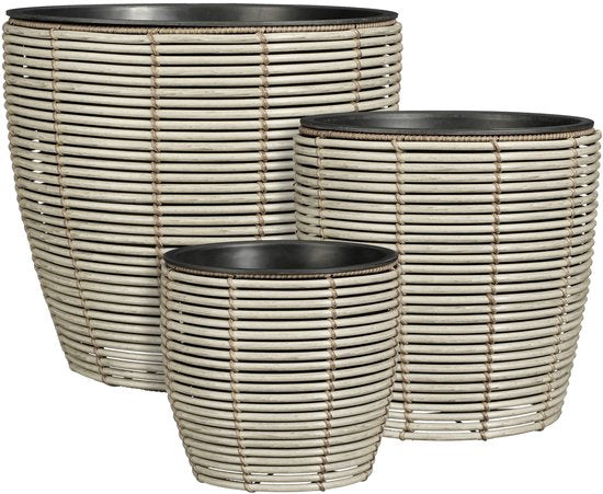 8720967830893 - Durban Blumentopf für draußen - 3er-Set - H36 x Ø40 cm - Recycelter Kunststoff - Grau 8720967830893 - Durban Blumentopf für draußen - 3er-Set - H36 x Ø40 cm - Recycelter Kunststoff - Grau