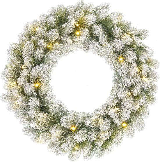 8720967840151 - Trees Nigata Weihnachtskranz mit LED-Lichtern - Ø60 cm - Grün mattiert