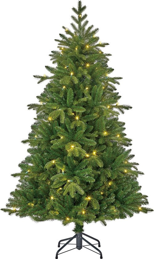 8720983042706 - Trees Brampton Künstlicher Weihnachtsbaum Slim mit LED-Lichtern - H155 x Ø102 cm - Grün