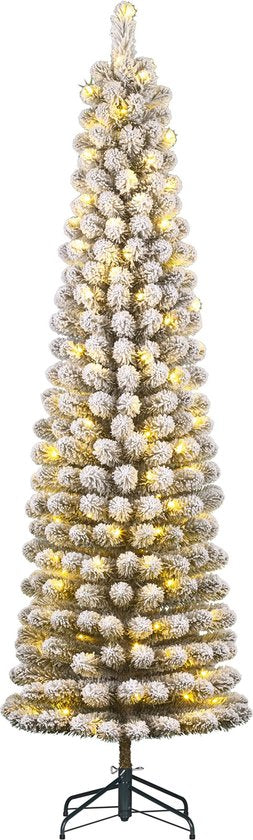 8720983042836 - Trees Charlton Schmaler Künstlicher Weihnachtsbaum mit warmweißen LED-Lichtern - H230 x Ø58 cm - Grün mattiert