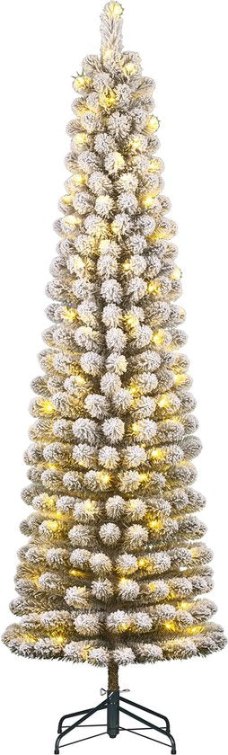 8720983042850 - Trees Charlton Schmaler Künstlicher Weihnachtsbaum mit warmweißen LED-Lichtern - H155 x Ø48 cm - Grün mattiert