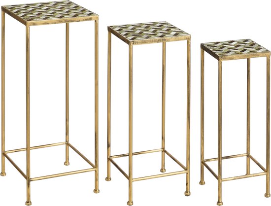 8720983047473 - Alanza Beistelltisch Outdoor - 3er-Set - L28 x B28 x H67 cm - Metall - Grün 8720983047473 - Alanza Beistelltisch Outdoor - 3er-Set - L28 x B28 x H67 cm - Metall - Grün