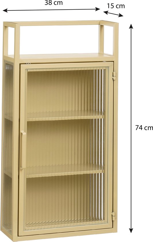 8720983051265 - Clifton Wandschrank - L38 x B15 x H74 cm - Metall - Beige