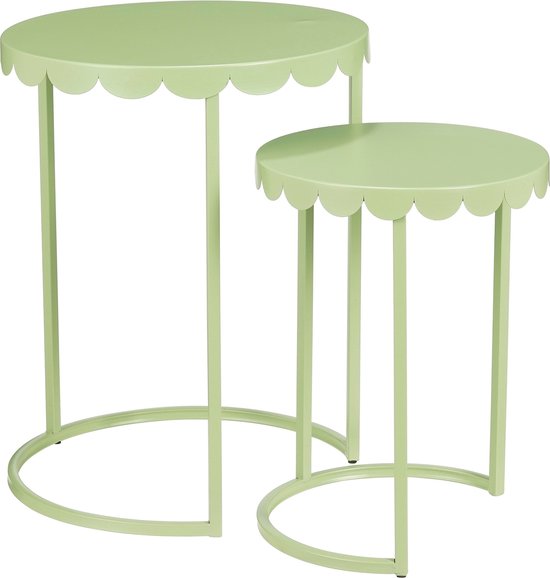 8720983054242 - Lara Beistelltisch - 2er-Set - H51 x Ø40 cm - Metall - Mintgrün