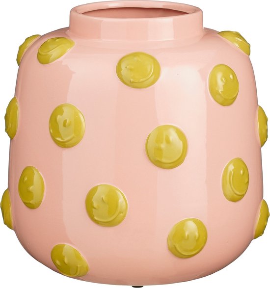 8720983081781 - Smiley Vase - H28 x Ø29 cm - Keramik - Hellrosa Ocker 8720983081781 - Smiley Vase - H28 x Ø29 cm - Keramik - Hellrosa Ocker