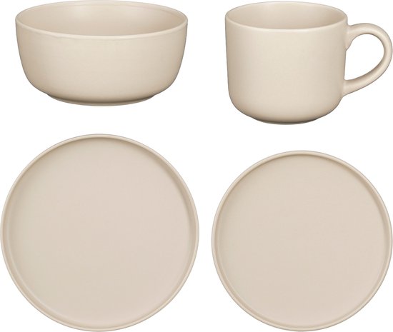 8720983082979 - Ozzu Geschirrset für 4 Personen - Steingut - Taupe
