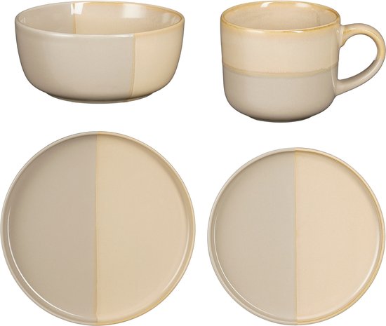 8720983082993 - Ozzu Geschirrset für 4 Personen - Steingut - Grau