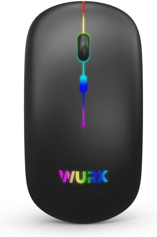 8720986030489 - Wireless RGB Mouse - Wiederaufladbar - Bluetooth 40 - 24GHz - USB - Drahtlos - Computermaus - Laptop - PC - Schwarz