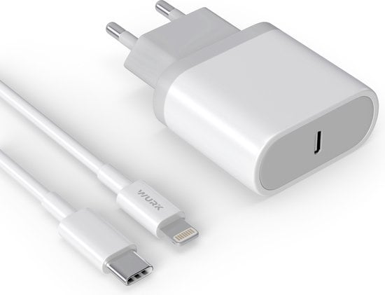 8720986030595 - Wurk - Ladegerät - Geeignet für iPhone und iPad - 20W Schnellladegerät - 2M Ladekabel - Auch für ältere iPhones geeignet