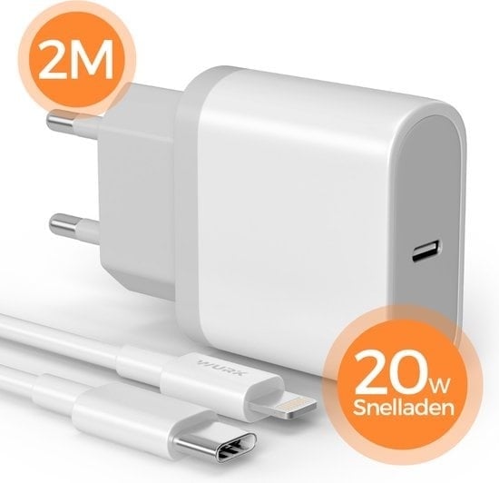 8720986031141 - Wurk - Ladegerät - Geeignet für iPhone Airpods und iPad - 20W Schnellladegerät - 2M Ladekabel