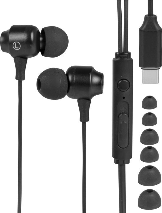 8720986571159 - - Kabelgebundene Ohrhörer - USB-C - Kabelgebundene Ohrhörer - In-Ear Kabelgebundene Ohrhörer mit Mikrofon - Schwarz