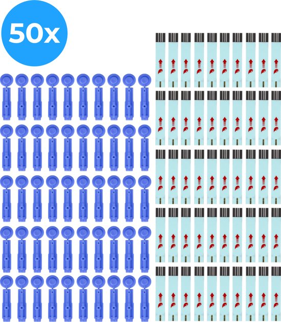 8720986571418 - - Teststreifen und Lanzetten für Blutzucker-Messgerät - 50 Stück - Blutzucker-Messgerät - Diabetes-Monitor