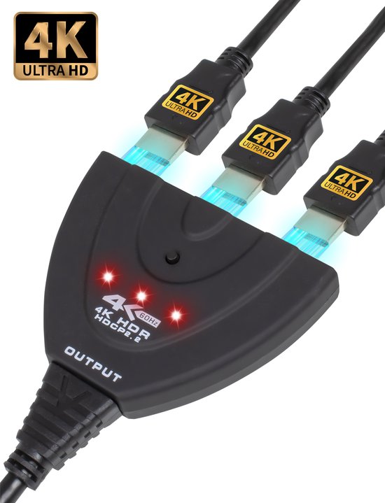 8720986571562 - - HDMI-Splitter - 4k 60Hz - HDMI-Umschalter - 3 Eingangsanschlüsse - 60cm - HDMI-Umschalter