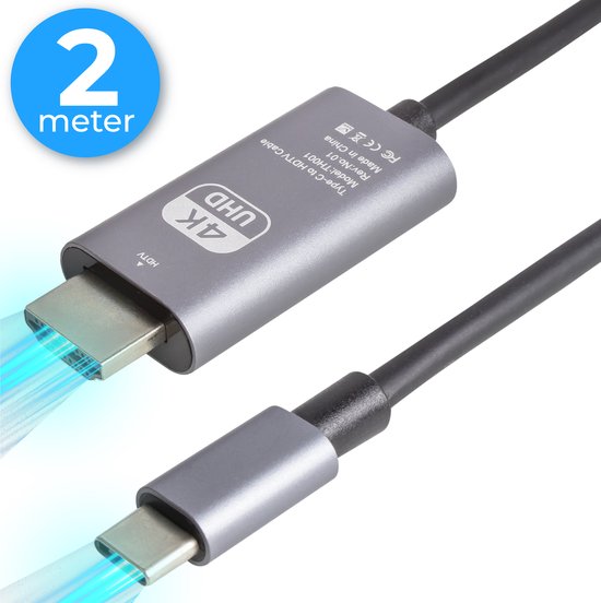 8720986572330 - - USB C zu HDMI Kabel - 2 Meter - 4K Ultra HD - Geeignet für Telefon Tablet Laptop PC Beamer & Monitor