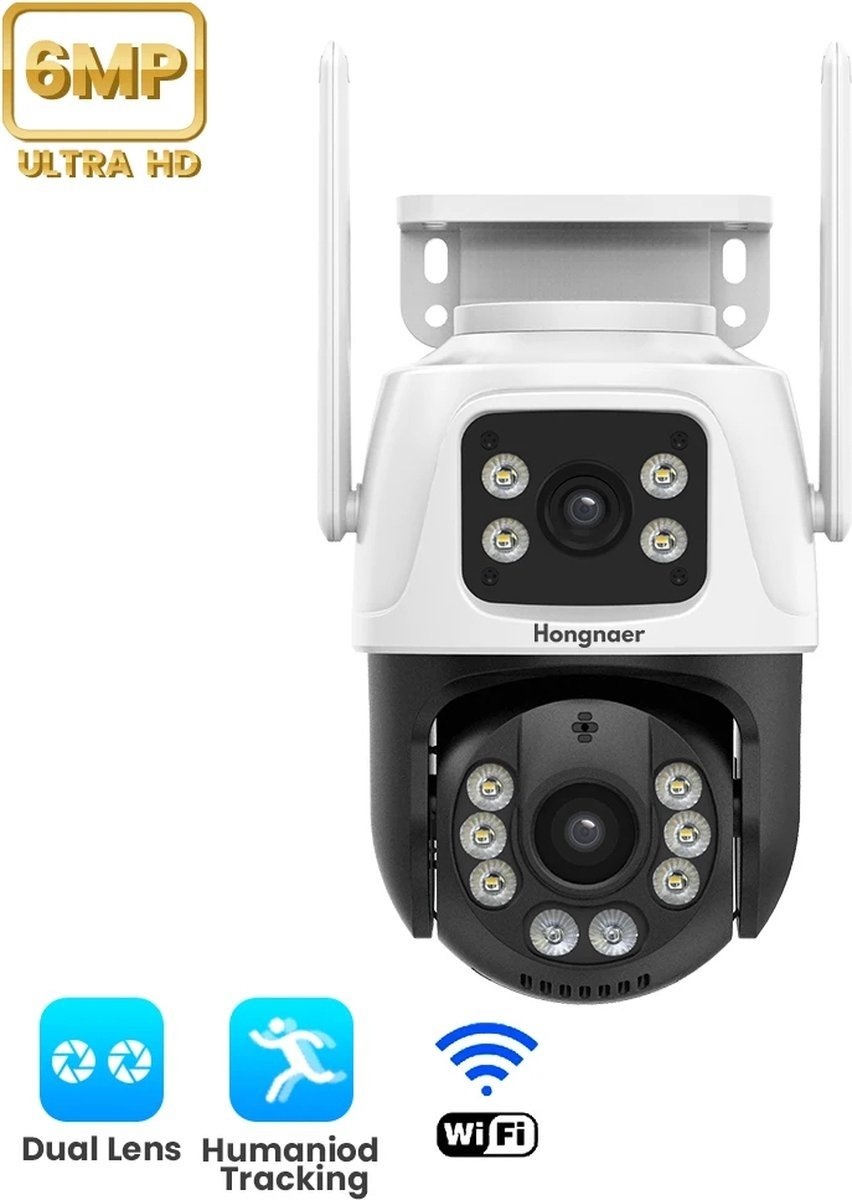 8720986670166 - Professionelle Sicherheitskamera - ULTRA HD 6MP - Wifi Smart Wasserdicht IP66 - Drehbar und neigbar - Für Innen & Außen - 2K Bildqualität - Dome IP Kamera - Nachtsicht - Wireless Internet - Mit Recorder