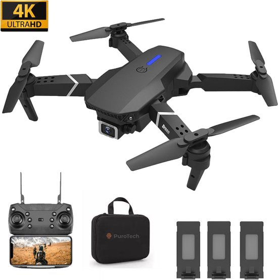 8720986670630 - Quad-Drohne 4K Kamera - Inklusive Tragetasche - 3 Batterien - 36 Minuten Flugzeit - Kein Flugschein erforderlich - Mini-Drohne - Erwachsene   Kinder - Indoor & Outdoor