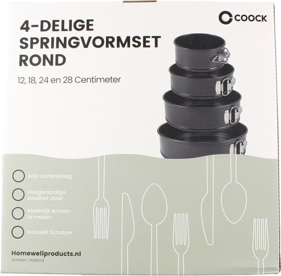 8721008015118 - COOCK 6-teiliges Backblech-Set - Springform - Antihaft-Kuchenform - 12 bis 28 cm Durchmesser -Kuchenform inkl Teigkneter & E-Book