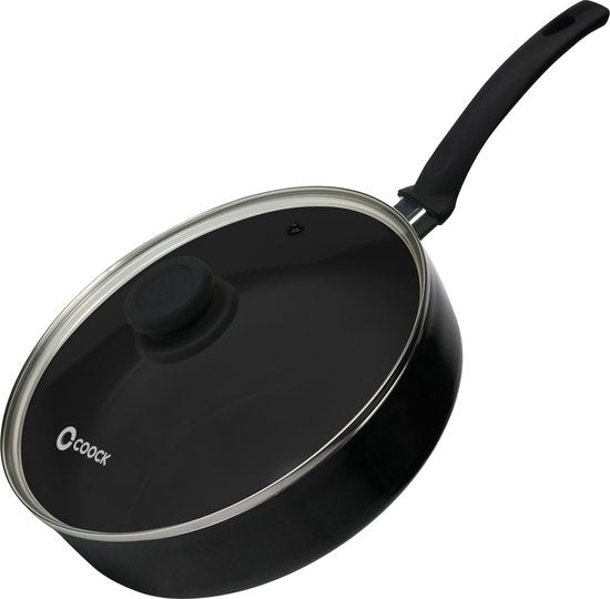 8721008015354 - Kasserolle Induktion - 3100ml - Spezielle Antihaftbeschichtung - Ergonomische Kaltgriffe - Recyceltes Aluminium - Schwarz - Inklusive E-Book
