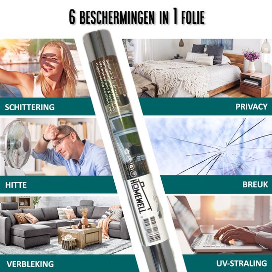 8721008015521 - Insulating HR+ Fensterfolie 70x300cm - Statische Sonnenschutzfolie mit Spiegeleffekt - Silber (inkl Rakel)