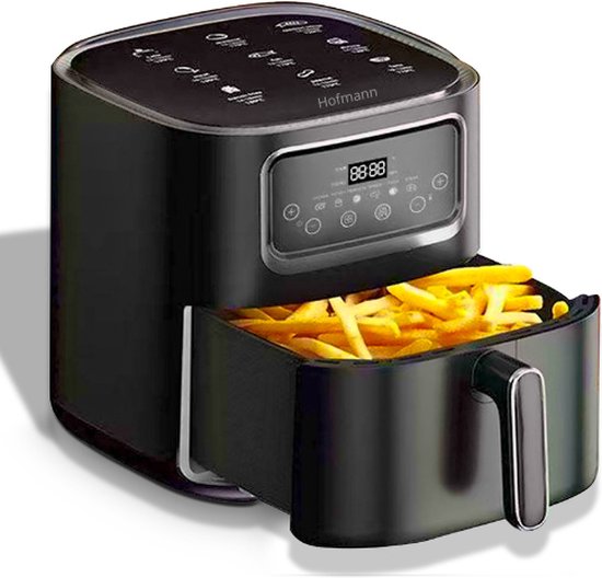 8721008055176 - Airfryer XXL - Heißluftfritteuse - Schwarz - Digitaler Touchscreen - 2400W - 80ºC bis 200ºC - Inkl Slimmer Timer Funktion - 8 Liter