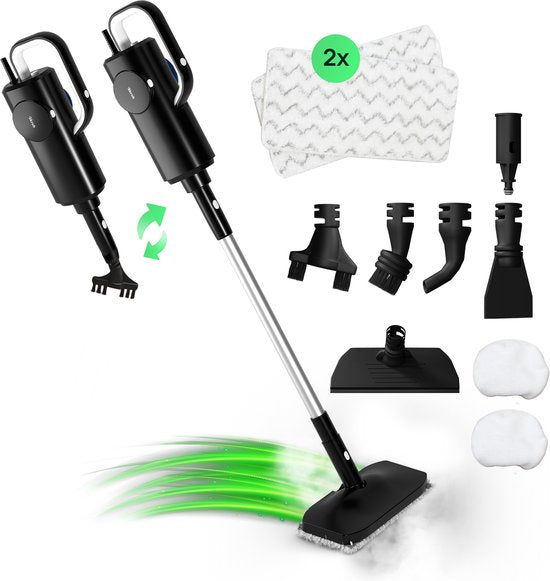 8721008201207 - Dampfreiniger für den Boden - 2 in 1 Handdampfer - Fleckenreiniger mit 6 Aufsätzen - 1500w