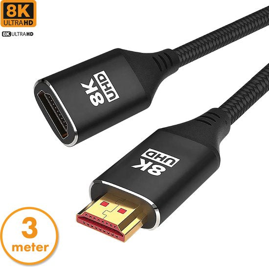8721008212456 - Premium HDMI-Verlängerungskabel 21 - Stecker auf Buchse - 3 Meter