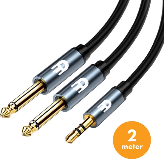 8721008212463 - Premium 35 mm Klinke auf Dual 635 mm Kabel - 2 Meter