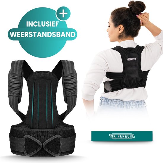 8721008216003 - MR PANACHE L Premium Posture Corrector - Inklusive Widerstandsband - Haltungskorrektur - Rückenbandage - Haltungskorrektur - Rückenbandage - Schulterbandage - Rückenband - Einheitsgröße