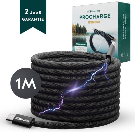 8721008631110 - ProCharge 1M - Ultra schnelles Aufladen - USB C auf USB C - Ladekabel - iPhone Samsung und mehr - PD240W - Ladekabel mit magnetischer Anti-Button-Funktion - USB C Kabel