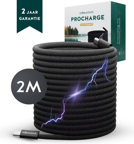 8721008631127 - ProCharge 2M - Ultra schnelles Laden - USB C auf USB C - Ladekabel - iPhone Samsung und mehr - PD240W - Extra langes Ladekabel mit magnetischer Anti-Button-Funktion - USB C Kabel