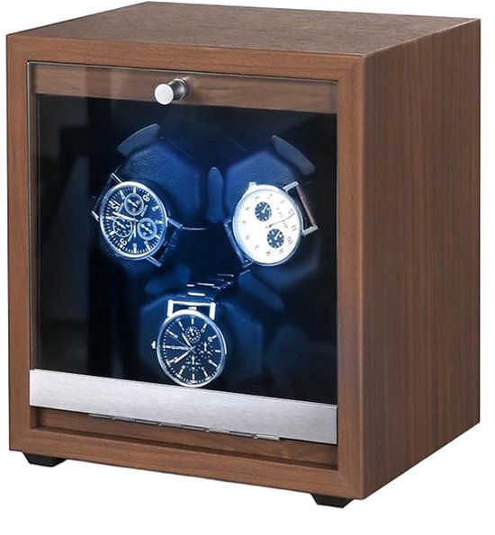 8721008788098 - Time - Watchwinder Wood - 3 Uhren - Uhrenbeweger - Mit LED-Beleuchtung - Uhrenbeweger