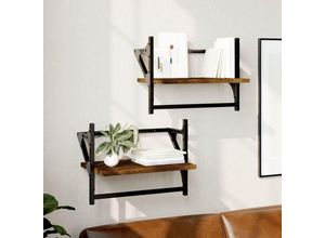 8721012045743 - Bonnevie - Wandregale mit Stangen 2 Stk Räuchereiche 40x25x30 cm vidaXL68675