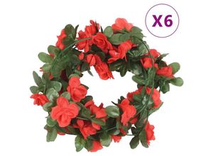 8721012046801 - Vidaxl - Weihnachtskränze Blumen 6 Stk Frühlingsrosen Rot 250 cm Rot