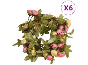 8721012047020 - Künstliche Blumengirlanden 6 Stk Rosa 215 cm vidaXL - Rosa