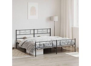 8721012047488 - Bonnevie - BettgestellSchlafzimmerbett mit Kopf- und Fußteil Metall Schwarz 193x203 cm vidaXL