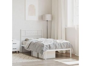 8721012047631 - Bonnevie - BettgestellSchlafzimmerbett mit Kopfteil Metall Weiß 75x190 cm vidaXL