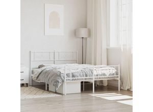 8721012047921 - BettgestellSchlafzimmerbett mit Kopf- und Fußteil Metall Weiß 140x200 cm vidaXL