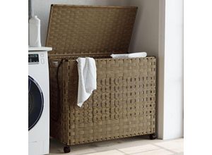 8721012050549 - Bonnevie - Wäschekorb mit Rollen 66x35x60 cm Rattan vidaXL515570