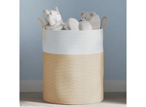 8721012086999 - Aufbewahrungskorb Beige und Weiß Ø38x46 cm Baumwolle vidaXL - Mehrfarbig