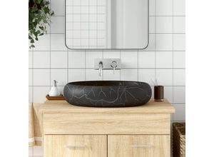 8721012119215 - Bonnevie - Aufsatzwaschbecken Schwarz Oval 59x40x15 cm Keramik vidaXL340707