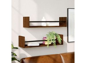 8721012125995 - Bonnevie - Wandregale mit Stangen 2 Stk Braun Eichen-Optik 60x16x14 cm vidaXL420512